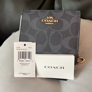 Coach snap wallet in signature canvas GOLD/Denim Multi